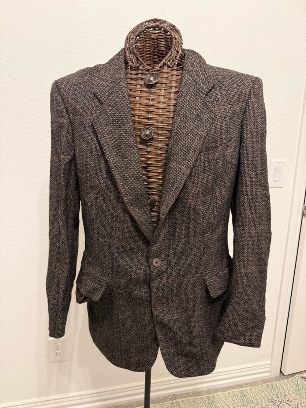 Dior Men's Brown Tweed Sport Coat - Dark Brown Textured Blazer